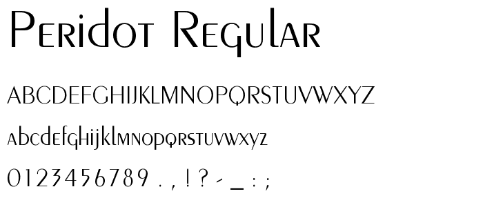 Peridot Regular font